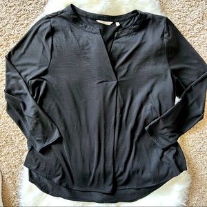 Soft Surroundings Womens Long Sleeve Tia Tunic Top Black Flowy VNeck